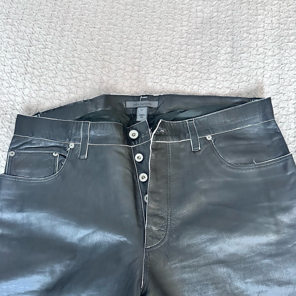 John Varvatos Black Leather Jeans